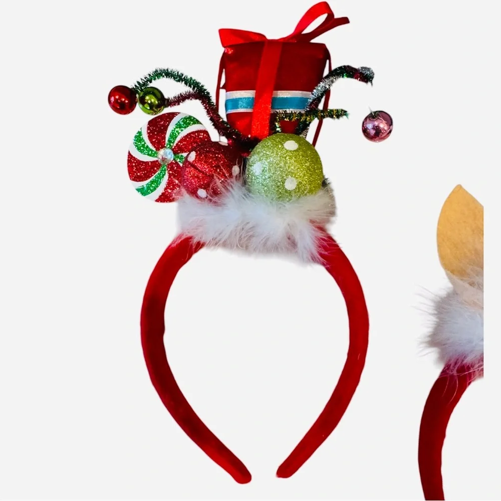 Set 3 Christmas Headbands Whimsical Holiday Card Elf Red Multicolor Dr Seuss